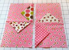 two pieces of pink fabric with polka dots on them