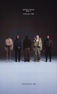 five people standing together in front of a black background with the words, enter the void