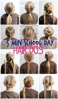 5 Minute Hairstyles For School, Easy Hair Dos, Canada Lifestyle, Girls School Hairstyles, Easy Hairstyles For Kids, 5 Minute Hairstyles, Girl Hair Dos, Cute Hairstyles For School, Girls Hairstyles Easy