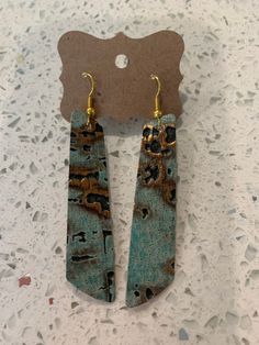 Angled Bar, Wooden Jewelery, Gold Polka Dots, Accessories Jewelry Earrings, Earrings Etsy, Braided Leather, Leather Earrings, Teardrop Earrings, Embossed Leather