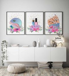 Nail Room Wall Decor Set of 3 Prints Nail Tech Gift Nail - Etsy Argentina Nail Salon Art Wall, Nail Frame Design, Nail Art Room Decor, Nail Salon Decor Wall Art, Nail Salon Wall Decor, Nail Tech Room Ideas, Bedrooms Wall Decor, Nail Room Decor Ideas, Nail Room Ideas Home