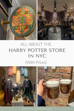 the harry potter store in nyc with pictures and text overlay that reads, all about the harry potter store in nyc with prices