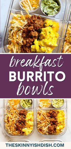 breakfast burrito bowls with text overlay