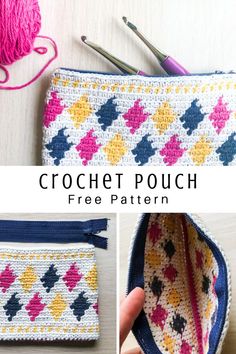 the crochet pouch is free pattern and it's ready to be sewn