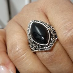 New Vintage Black Tiger Eye Ring Beautiful Detailed Design Vintage Onyx Ring Eragem, Tiger Eye Ring, Black Tiger, Black Tigers, Detailed Design, Ring Color, Eye Ring, Size 10 Rings, Vintage Ring