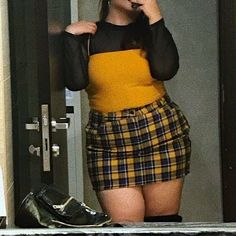 Casual Alternative Outfits Plus Size, Plaid Skirt Plus Size, Plus Size Dark Academia, Alternative Outfits, Edgy Outfits