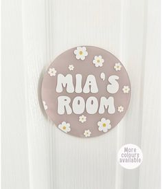 Personalised Acrylic Painted bedroom door sign.  CHRISTMAS ORDERS ARE NOW CLOSED Any orders placed on or after 9th December are no longer guaranteed for Christmas delivery and may not be dispatched till after the festive period. Please check estimated dispatch and delivery dates before placing your order. Add the perfect finishing touch to any bedroom with these beautiful flower door signs. Personalise with your own wording and background colour. Made from 2mm acrylic the board is therefore very Acrylic Nursery, Painted Bedroom Doors, Painted Bedroom, Bedroom Door Sign, Flower Text, Flower Door, Bedroom Door Signs, Flower Bedroom, Name Plaque