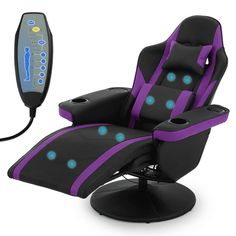 This massage reclining gaming chair is a perfect partner for you when you are working or playing games. Item Specification: Size: (L)32.0" (W)23.0" (H)43.0".  Color: Purple. Gaming Couch, Gaming Sofa, Theater Chairs, Gamer Chair, Ergonomic Computer Chair, Racing Chair, Living Room Recliner, Computer Desk Chair, Video Gaming