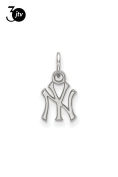 Rhodium over sterling silver polished MLB New York Yankees Licensed, extra small pendant with from LogoArt.  Measures approximately 0.39"L x 0.31"W. Ny Necklace, New York Necklace, Yankees Necklace, Small Pendant, New York Yankees, Mlb, New York, Sterling Silver, Pendant