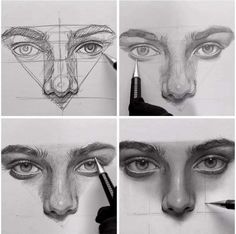 the process of drawing an eye with pencil