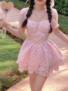 Get trendy with [Rose Candy] Sweet Rose Pink Mini Dress - Dresses available at Peiliee Shop. Grab yours for $36 today! Gothic Princess, Candy Sweet, Pink Mini Dress, Soft Pink Color, Corset Lingerie, Crop Top Sweater, Sweet Candy, Vintage Branding, Pink Mini