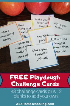 free playdough challenge cards for kids to use with their own words and pictures