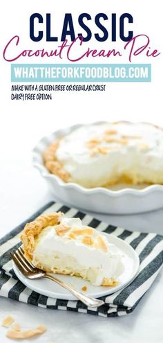 a slice of coconut cream pie on a plate