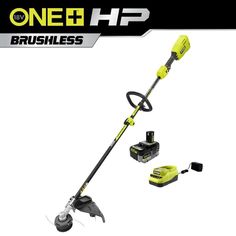 the one - hp brushless lawn mower is shown with its attachment and accessories