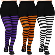 Scene Tights, Gothic Tights, Leg Accessories, Colorful Tights, Halloween Tights, Gothic Leggings, Goth Clothes, Halloween Clothing, Striped Tights