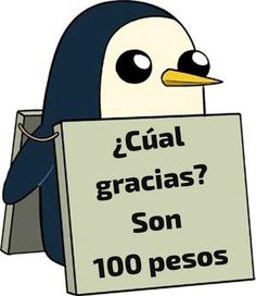 a penguin holding a sign that says, what do you think? in spanish and english