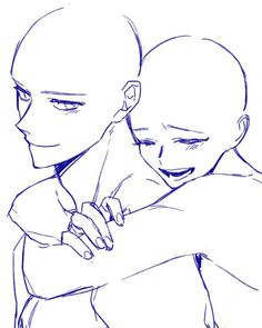 a drawing of two people hugging each other with one holding the other's arm