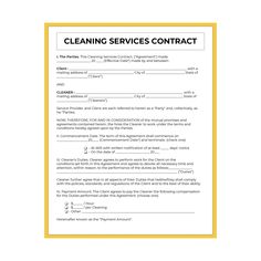 a cleaning service contract form is shown