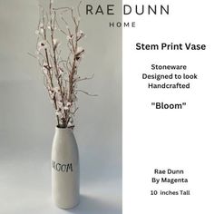 "Rae Dunn by Magenta  - Vase \"BLOOM\" Cream Ceramic Vase bloom in black. From my personal collection that have been stored away and never used.   Great vase to display real or fake flowers. About this item Cream ceramic with black letters \"Bloom\" Care - Hand Wash Our Rae Dunn vase.  Vase measures 10\" tall - 2\" diameter top and 3.5\" diameter base. Shape - round Each piece by Rae Dunn is designed to have a handcrafted look.   The pottery piece shows it's own unique imperfections (bubbles, de Magenta Vase, Bloom Vase, Grand Vase, Purple Halloween, Pottery Pieces, Halloween Mug, Black Letter, Fake Flowers, Fine Art Ceramics