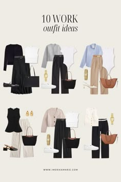 10 Summer work outfits that are business casual, neutral, and perfect for young professionals. Capsule Work Outfits, Casual Chic Work Outfit Office Wear, Smart Casual Women Summer Work, Work Outfits 2025 Women, Tank Top Business Casual Work Outfits, Dress To Work The Office, Staple Work Outfits, Casual Work Outfits 2025, Office To Happy Hour Outfit