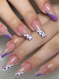 Multicolor  Collar    Uñas 3D Embellished Maquillage Yeux Cut Crease, Cute Acrylic Nail Designs, Girls Nails, Coffin Nails Designs, Short Acrylic Nails, Best Acrylic Nails, Purple Nails, Nail Accessories