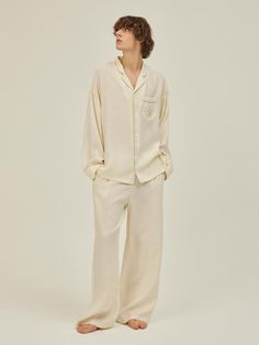 The pajama set is consist of a long sleeves pajama shirt and a pants. The pajama features signature logo embroidery and piping point. Made of durable cotton fabric, the pajama set is easy to care and makes lightweight and comfy fit. The relaxed fit, hip-length shirt, and elastic band waist make the pajama fit any body shape.- Button closure- Collar neck- Elastic band waist- Side pockets Classic Sleep Sets With Relaxed Fit, Classic Relaxed Fit Loungewear Sets, Classic Long Sleeve Sleep Sets, Classic Relaxed Fit Sets For Workwear, Classic Relaxed Fit Long Sleeve Sets, Classic Sets With Relaxed Fit And Long Sleeve, Classic Long Sleeve Relaxed Fit Sleepwear, Pajama Packaging, Pajama Couple