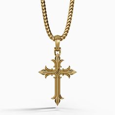 Solid Gold Cross necklace pendant Gold Cross Pendant For Men, Gold Cross Necklace Mens, Gold Pendants For Men, Spiritual Armor, Cross Necklace For Men, Christian Cross Necklace, Symbol Of Hope, Divine Grace, Christian Symbols