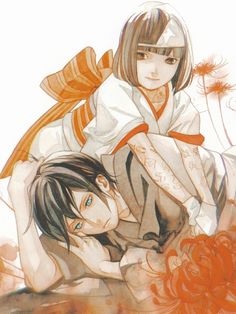 two anime characters laying on the ground with flowers in front of their faces and one holding his head