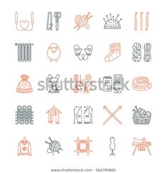 the icons for knitting and crochet are drawn in orange on a white background