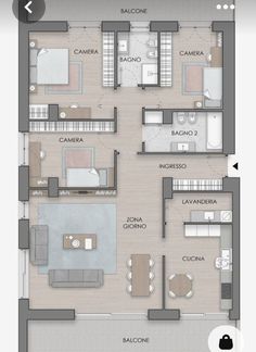 a floor plan for a house with two bedroom and an attached living room, dining area