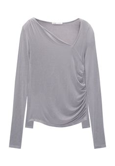 PULL&BEAR ASYMMETRIC - Langarmshirt - grey Asymmetric Top, Pull & Bear, Shirts & Tops, Patio, Grey, Long Sleeve, T Shirt