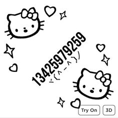 the hello kitty coloring page is shown with hearts and stars on it, as well as an