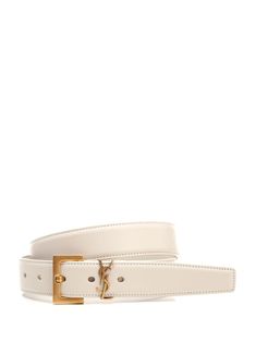 Ivory leather belt with rectangular buckle and Cassandre logo in antiqued metal from Saint Laurent. Saint Laurent Belts, Ysl Clothing, Ysl Jewelry, Ysl Belt, Ysl Saint Laurent, Luxury Belts, Belt For Women, Lou Lou, Designer Belts