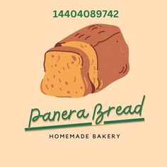 the logo for a bread shop with a loaf of bread on it's side