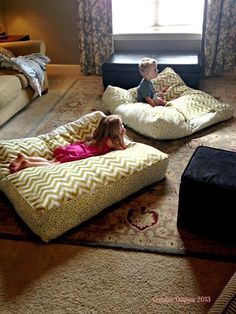 DIY Giant Floor Pillows Salon Bathroom, Giant Floor Pillows, Bean Bag Chairs, Bag Chairs, Kids Playroom, Kids' Room, Bean Bag, Floor Pillow