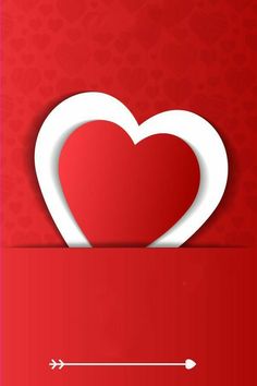 a red background with two hearts cut out of the paper and an arrow pointing to it