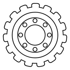 a gear wheel icon in outline style on a white background stock photo - budget conscious