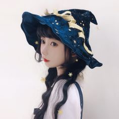 Material: velvet,    Color: black, navy,    Size: free,    Cap circumference: 56-58cm, Mushroom Witch, Punk Style Outfits, Funny Witch, New Personality, Witch Tattoo, Pastel Girl, Witch Fashion