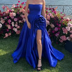 Tarik Ediz 52118 | Size 6 | Royal Blue Hemmed < 2 Inches Worn Once Blue Wedding Dress Royal, Tarik Ediz Dresses, Royal Blue Gown, Royal Blue Wedding, Tarik Ediz, Blue Wedding Dresses, Blue Gown, Royal Blue Color, Blue Wedding