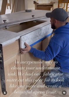 a man fixing a sink in a kitchen with a quote on the side that reads, an increpensitie way to elevator