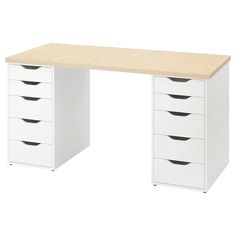 MITTCIRKEL / ALEX desk, lively pine effect white, 551/8x235/8" - IKEA Corner Desk Ideas, Alex Desk, Alex Drawer, Ikea Alex, Ikea Desk, Plastic Foil, Plastic Edging, Desk Ideas, Drawer Unit