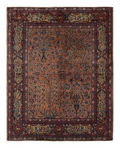 Hand-knotted in wool, this 4x5 antique Persian Kashan rug features a rare design with floral patterns, cartouches in the border and pictorials in an asymmetric field style. On the Design: Admirers of the craft will appreciate this masterpiece as one of the finest antique rugs we have ever curated. Keen eyes for detail will admire the intricate blue and red floral patterns in the terracotta field and the cartouches in the border adding a sense of repetitive stability. It’s an especially rare piec Kashan Rug, Rugs And Carpet, The Craft, Floral Patterns, Red Floral, Persian Rug, Antique Rugs, Old World, Kilim Rugs