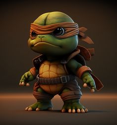 a cartoon turtle with a bandana on it's head and an earband