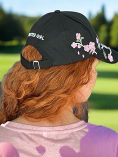 Get ready to blossom this spring with our Flower Hat! This cherry blossom ball cap will make you stand out on and off the course. Embrace the spring vibes with this playful and stylish hat. Two colors, black or white with pink cherry blossoms Adjustable with buckle closure Cotton fabric Cute Spring Trucker Hat With Curved Brim, Cute Spring Snapback Trucker Hat, Cute Snapback Trucker Hat For Spring, Spring Outdoor Trucker Hat With Curved Brim, Pink Hats For Outdoor Spring Events, Cute Spring Hat With Curved Bill, Trendy Spring Hats With Curved Visor, Cute Curved Bill Hat For Spring, Trendy Spring Hat With Curved Visor