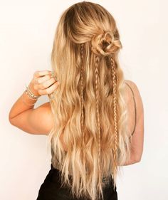 Braids Within Braids, Cute Blonde Hairstyles Medium, Half Up Half Down Blonde Hair, Half Up Half Down Formal Hair, Half Up Half Down Braided Hairstyles, Simple Hair Designs, Prom Details, Bun Braids, Afro Styles