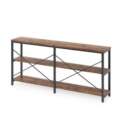 This sofa console table is made of high-grade thickened MDF board and metal legs, double X-frame crossbar on the back to strengthen the stability, it never wobbling on the floor. 3 tiers with open shelves design offers you plenty of storage space, you can find a good place for your organize bins, books, decorations, plants, DVDs, nick nacks. Extra Long Tv Console, Long Tv Console, Tv Console With Storage, Console With Storage, Narrow Table, Tv Table, Entryway Console Table, Entryway Console, Table Tv