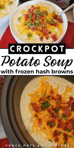 crockpot potato soup with frozen hash browns and bacon is an easy dinner recipe