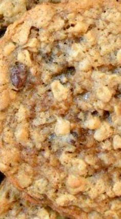 an oatmeal cookie sitting on top of a table