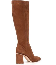 Antonio Melani Valerie Suede Tall Shaft Dress Boots | Dillard's Fall Boots With Dress, Elegant Boots With Side Zipper For Fall, Fitted Suede Knee-high Boots For Fall, Brown Suede Tall Boots, Tall Suede Knee-high Boots For Winter, Dark Brown Suede Tall Boots, Fall Shoes Women, Calf Boots Outfit, Brown Suede Knee-high Boots With Snip Toe