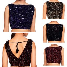 Item Description * Women's Velvet Sequin Boat Neck Suitable Readymade Crop Top Bollywood Partywear Saree Blouse. * Size: To Find The Size That Fits You Best Please Check Our Brand Size Chart Before Ordering. * Fabric: Velvet Sequin. * Sale For: 1 Blouse * Blouse Type: Padded Blouse with Cotton Inner Lining. * Closure Type: Back Hook & Eye or Dori. * Care Instructions: Hand Wash or Dry Clean Only. Disclaimer: The actual color of the product slightly vary from the image due to photographic light or monitor's display. * USE:This Readymade blouse is paired with a Saree, Lehenga, Skirt, Dupatta or wear like Crop-Top for Girls/Women. * Note: This Is A Custom Made Sari Blouse As Per Your Size. You Can Customize Size And Design As Per Your Choice And Contact Us Any Time Through Mails. If You Want Bollywood Style Sleeveless Sequined Lehenga, Bollywood Style Lehenga For Navratri, Bollywood Lehenga For Navratri, Sleeveless Choli With Mirror Work For Reception, Sleeveless Choli For Navratri Wedding, Sleeveless Party Wear Lehenga With Pallu, Sleeveless Bollywood Lehenga For Diwali, Multicolor Sleeveless Choli For Wedding, Sleeveless Lehenga For Party